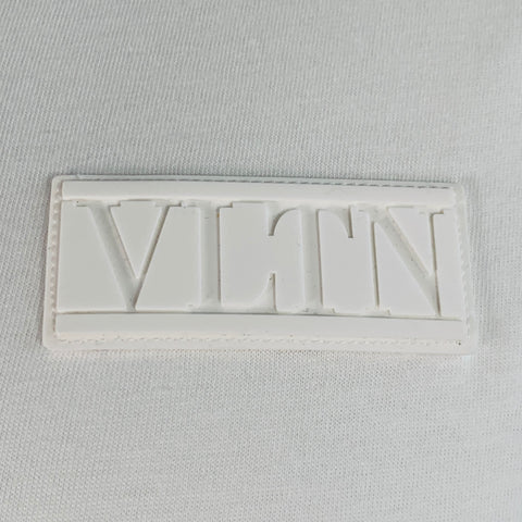 VALENTINO Size XL White Logo Cotton Short Sleeve Crew Neck T-shirt
