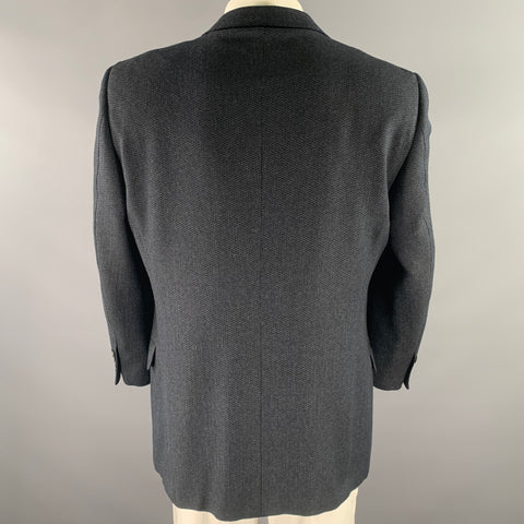 ERMENEGILDO ZEGNA Size 46 Navy Black Woven Wool Cashmere Sport Coat