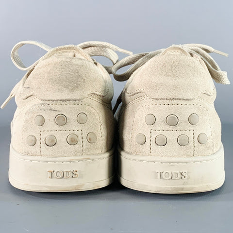TOD'S Size 11 Grey Suede Low Top Rubber Sole Sneakers