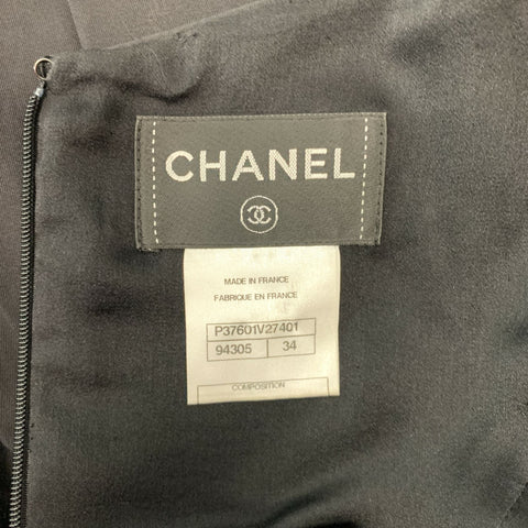 CHANEL Size 2 Black Cotton Pleated Sleeveless Dress