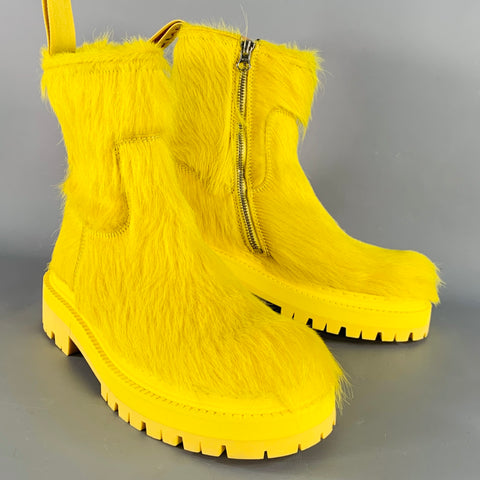 CAMPERLAB Size 7 Yellow Textured Leather Calf Hair Side Zipper Ankle Boots