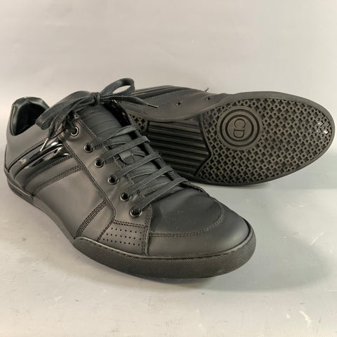 DIOR HOMME Size 12 Black Leather Low Top Sneakers