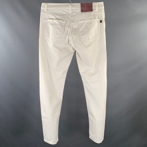 ISAIA Size 32 White Cotton Blend Straight Jeans