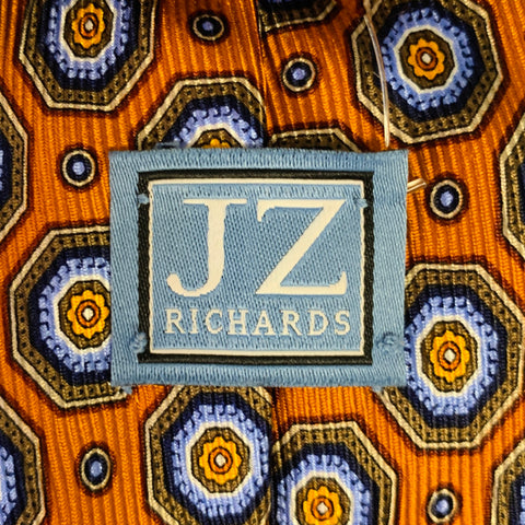 JZ RICHARDS Orange Blue Geometric Silk Tie