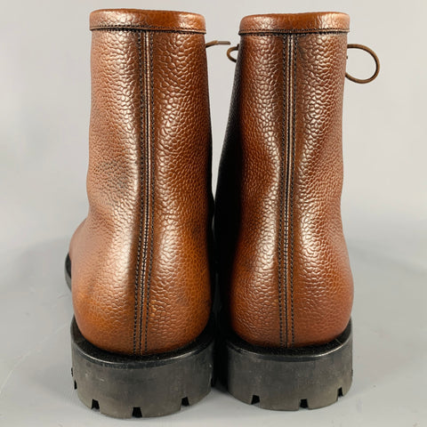 CHURCH'S Size 7.5 -Wick Fur- Brown Pebble Grain Leather Boots