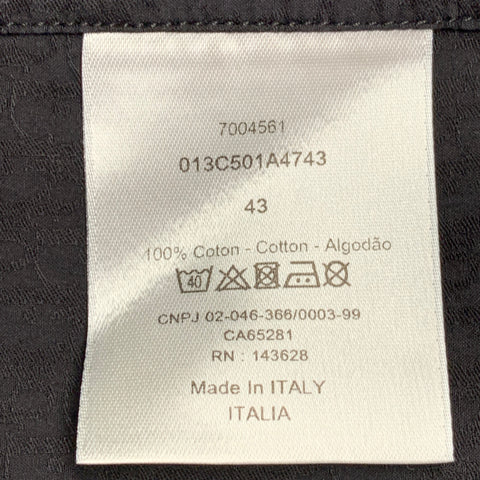 DIOR Size L Black Monogram Cotton Hidden Buttons Long Sleeve Shirt