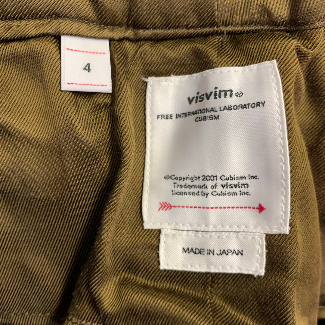 VISVIM Size L Hakama Dark Olive Wool Linen Pleated Belted Tapered Dress Pants