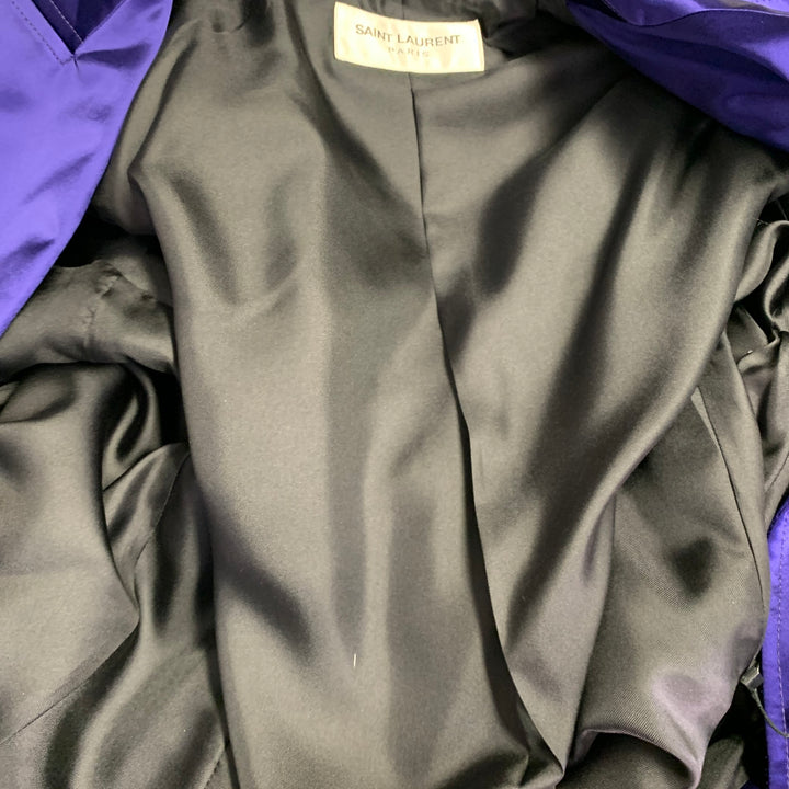 SAINT LAURENT FW22  Size 38 Purple Viscose Satin Peak Lapel Trench Coat