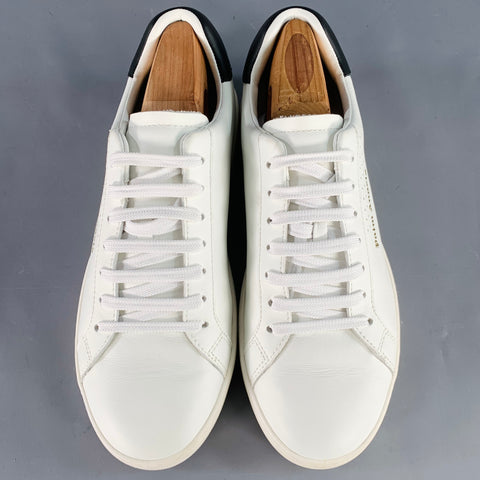 PALM ANGELS Size 9 White Black Leather Lace-Up Low Top Sneakers