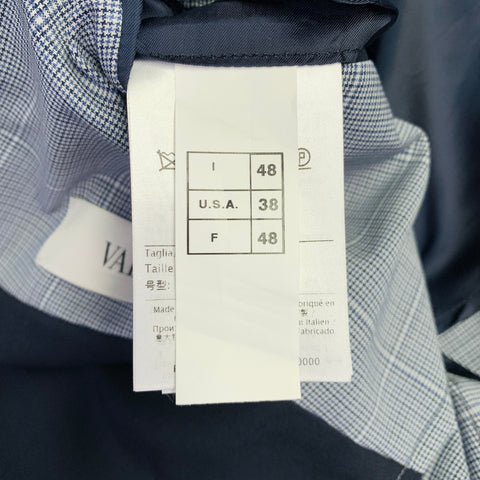 Costume VALENTINO Taille 38 Laine à Carreaux Bleu Gris Col Cranté