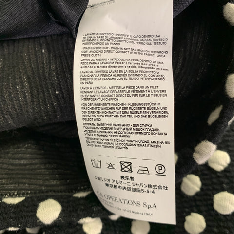 EMPORIO ARMANI Size 6 Black White Cotton Blend Polka Dot A-Line Dress