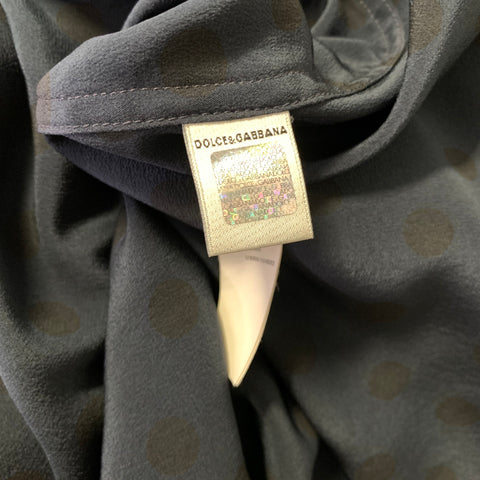 DOLCE & GABBANA Size S Navy Polka Dot Silk Pajama Set
