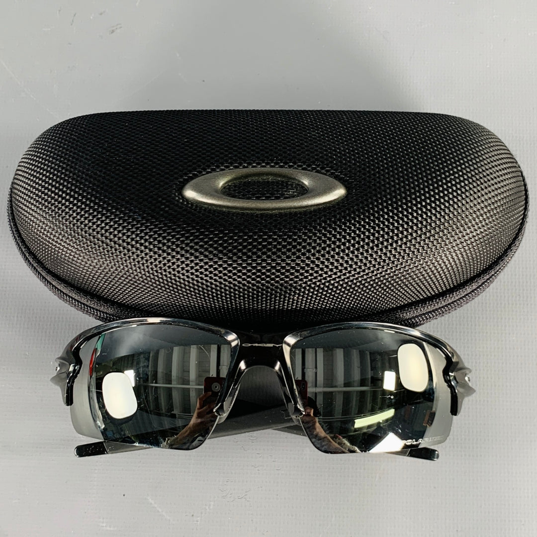 OAKLEY Flak Black Acetate Wrap Around Sunglasses