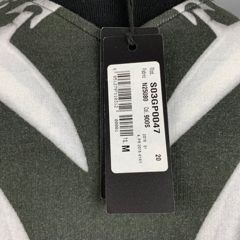 JUST CAVALLI Size M 2015 Black White Graphic Cotton Crew Neck Sweatshirt