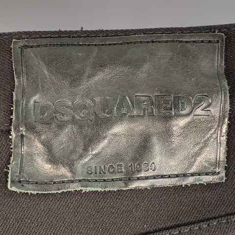 DSQUARED2 Size 34 Black Silver Denim Zippers Button Fly Biker Casual Pants