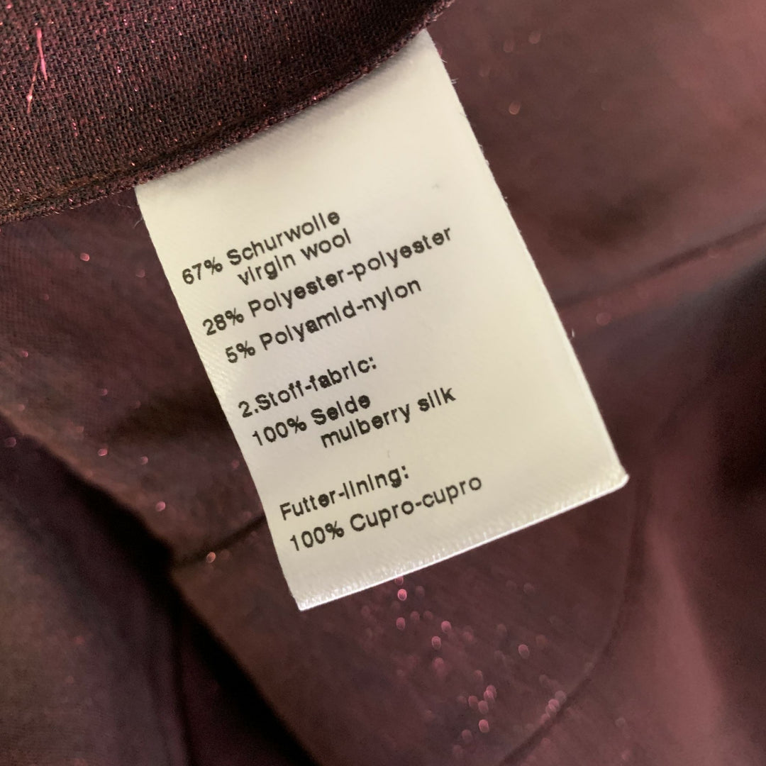 AKRIS Size 12 Burgundy Wool  Polyester Sparkly Jacket