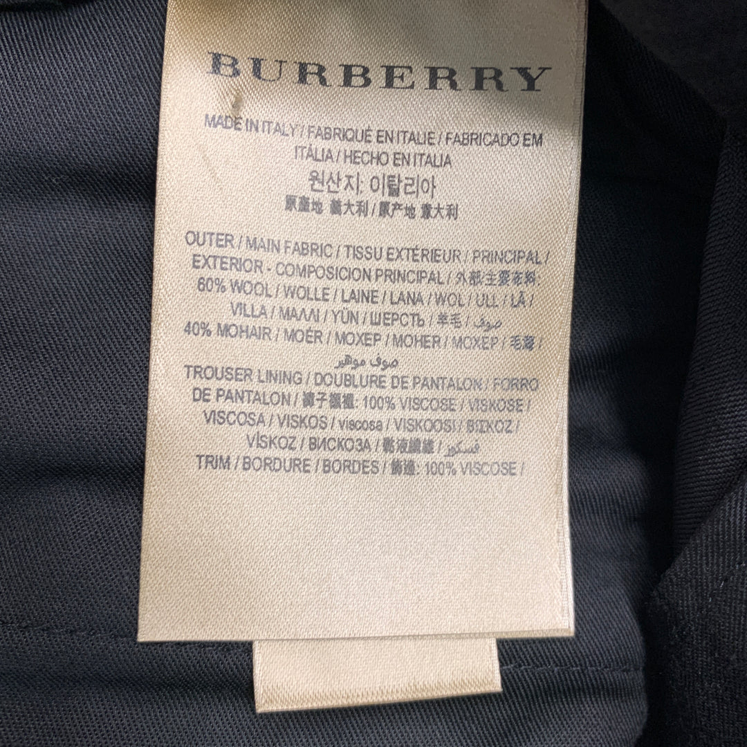 BURBERRY Talla 36 Pantalón de vestir de esmoquin de mohair de lana negro