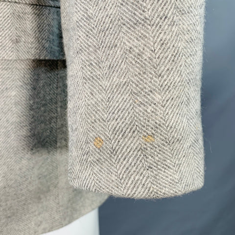 RALPH LAUREN Size 38 Regular Grey Light Grey Herringbone Camel Hair Sport Coat