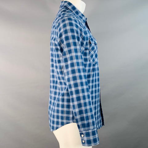 LEVI STRAUSS Size S Blue White Plaid Cotton Western Long Sleeve Shirt