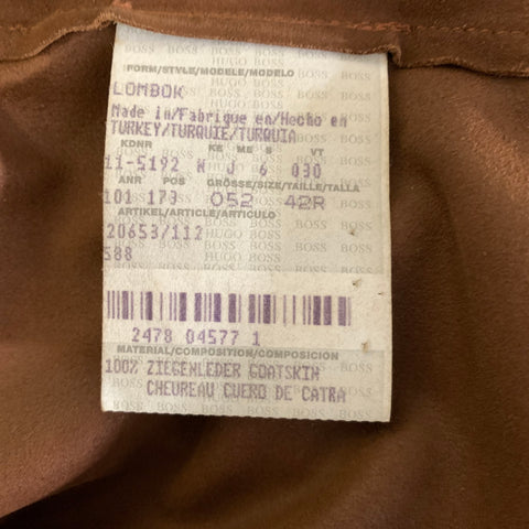 BOSS by HUGO BOSS Size 42 Brown Leather Button Up Long Sleeve Shirt