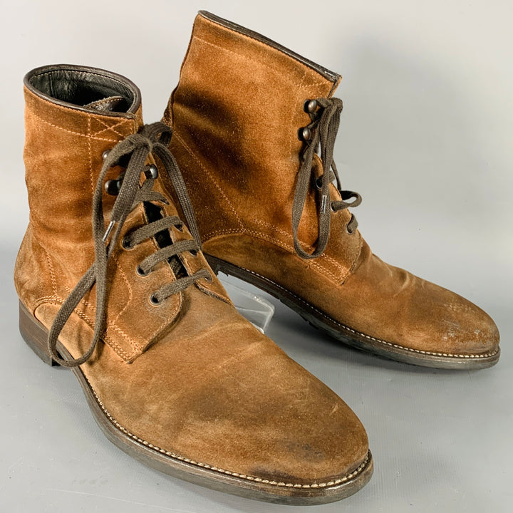 TO BOOT NY Size 8 Brown Roughout Leather Lace-Up Ankle Boots