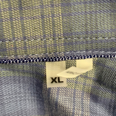 BUGATCHI Size XL Blue Grey Plaid Cotton Blend Long Sleeve Shirt