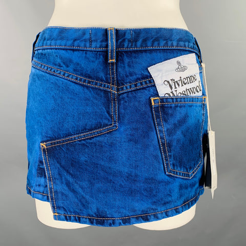 VIVIENNE WESTWOOD Size 26 Blue Denim Dyed Mini Skirt