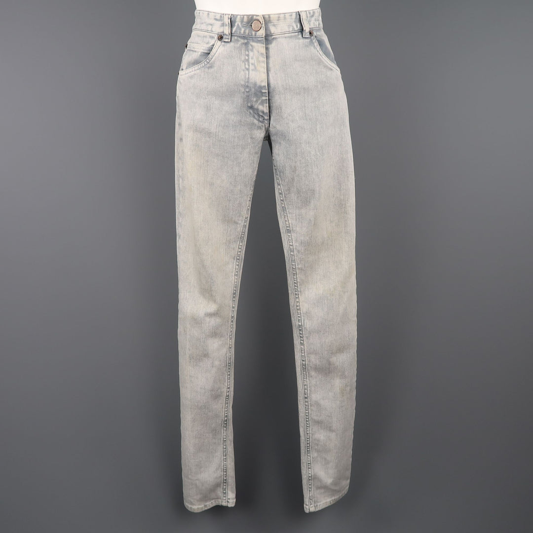 MAISON MARTIN MARGIELA Talla 6 Vaqueros pitillo con lavado ácido gris claro 