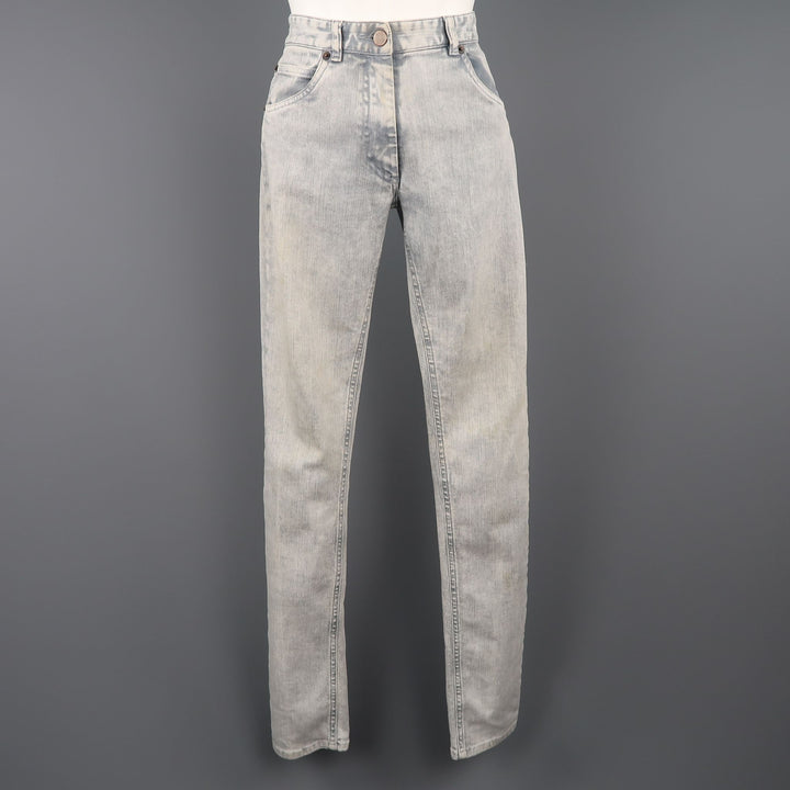 MAISON MARTIN MARGIELA Talla 6 Vaqueros pitillo con lavado ácido gris claro 