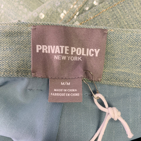 PRIVATE POLICY Size M Blue Clear Sequined Denim Wide Leg Dress Pants