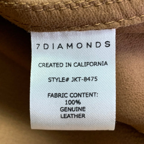 Veste zippée 7 DIAMONDS en daim couleur chameau avec deux poches, taille XXL