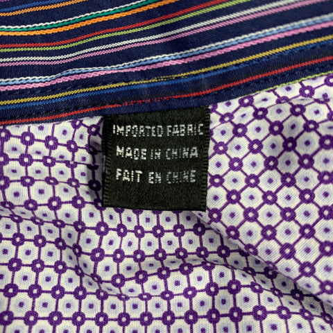 BUGATCHI Size M Purple White Dots Cotton Long Sleeve Shirt