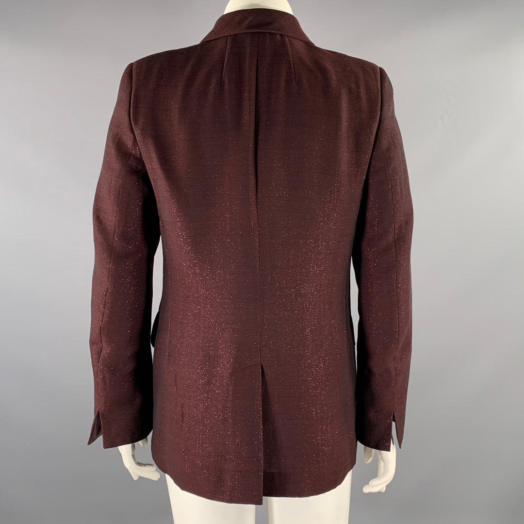 AKRIS Size 12 Burgundy Wool  Polyester Sparkly Jacket
