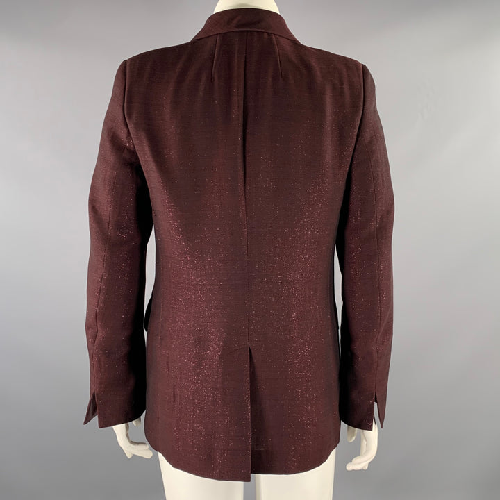 AKRIS Size 12 Burgundy Wool  Polyester Sparkly Jacket