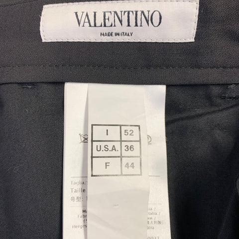 VALENTINO Pantalon plissé noir Taille 36 en mélange polyester et laine vierge