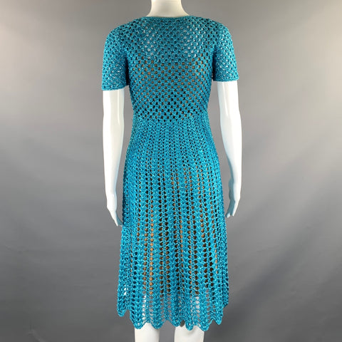 MICHAEL KORS COLLECTION Size XS Blue Metallic Knit A-Line Dress