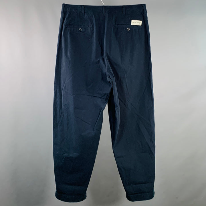 MERZ B. SCHWANEN Size L Navy Cotton Pleated Casual Pants