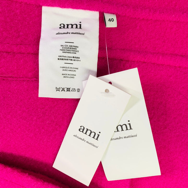 AMI by ALEXANDRE MATTIUSSI FW22 Size 40 Pink Textured Wool Hidden Buttons Oversized Coat