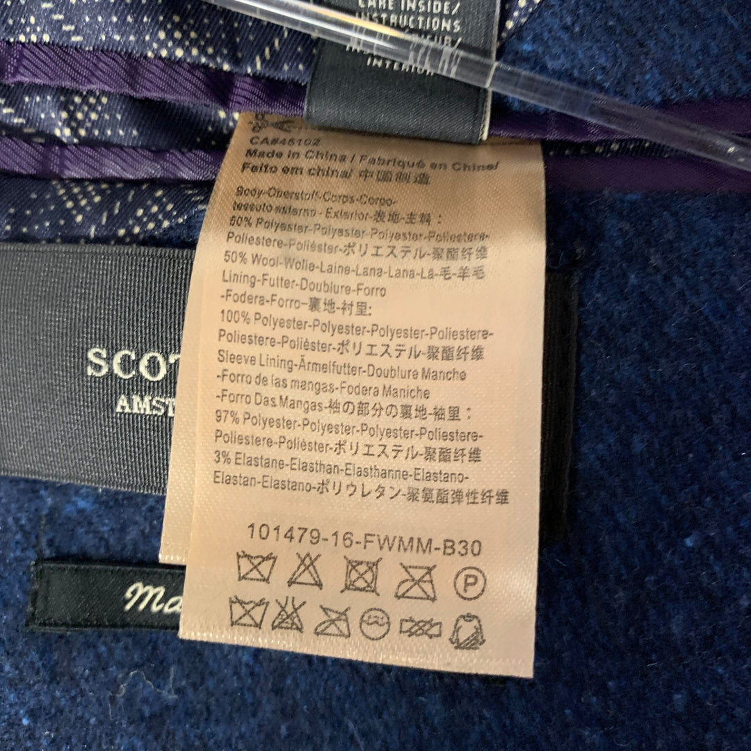 SCOTCH AND SODA Size 38 Navy Speckled Wool Blend Peak Lapel Suit