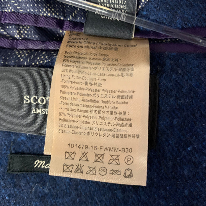 SCOTCH AND SODA Size 38 Navy Speckled Wool Blend Peak Lapel Suit