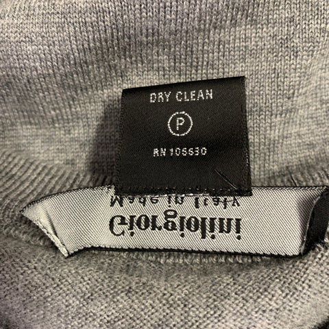 GIORGIOLINI Size M Grey Merino Wool V-Neck Pullover