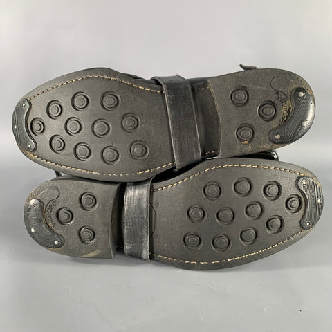 PATRICK COX Size 9 Black Leather Ankle Strap Lace-Up Shoes