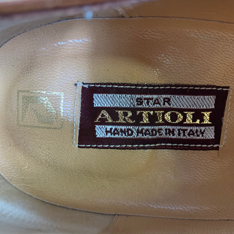 ARTIOLI Size 9.5 Brown Cognac Color Block Leather Oxford Lace Up Shoes