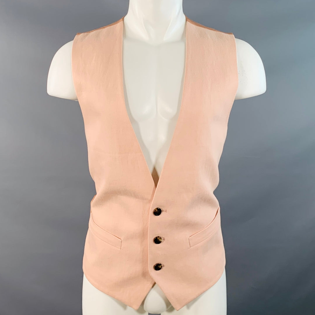 DRIES VAN NOTEN Size 38 Peach Cotton Blend Buttoned Vest