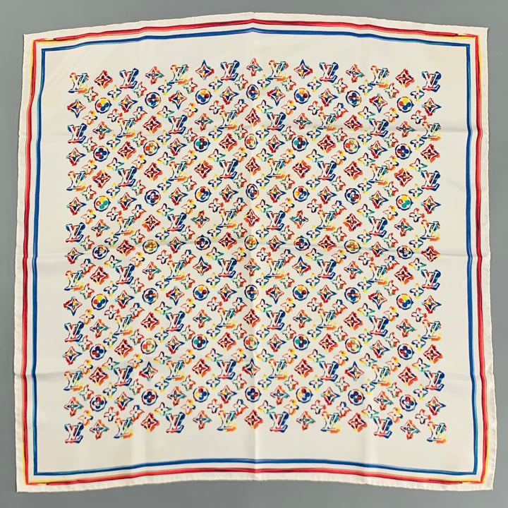 LOUIS VUITTON Foulard en soie imprimé monogramme multicolore