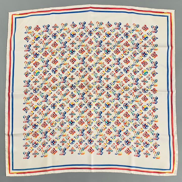 LOUIS VUITTON Multi Color Monogram Print Silk Scarf