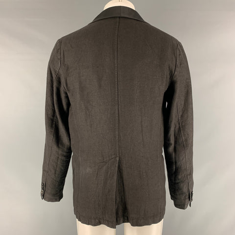 BARENA Taille 40 Manteau de sport à col châle en mélange de lin uni noir