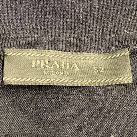 PRADA Size L Black Virgin Wool Jersey Long Sleeve Polo