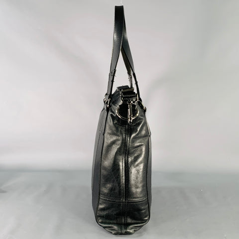SALVATORE FERRAGAMO Black Leather Crossbody Tote Bag