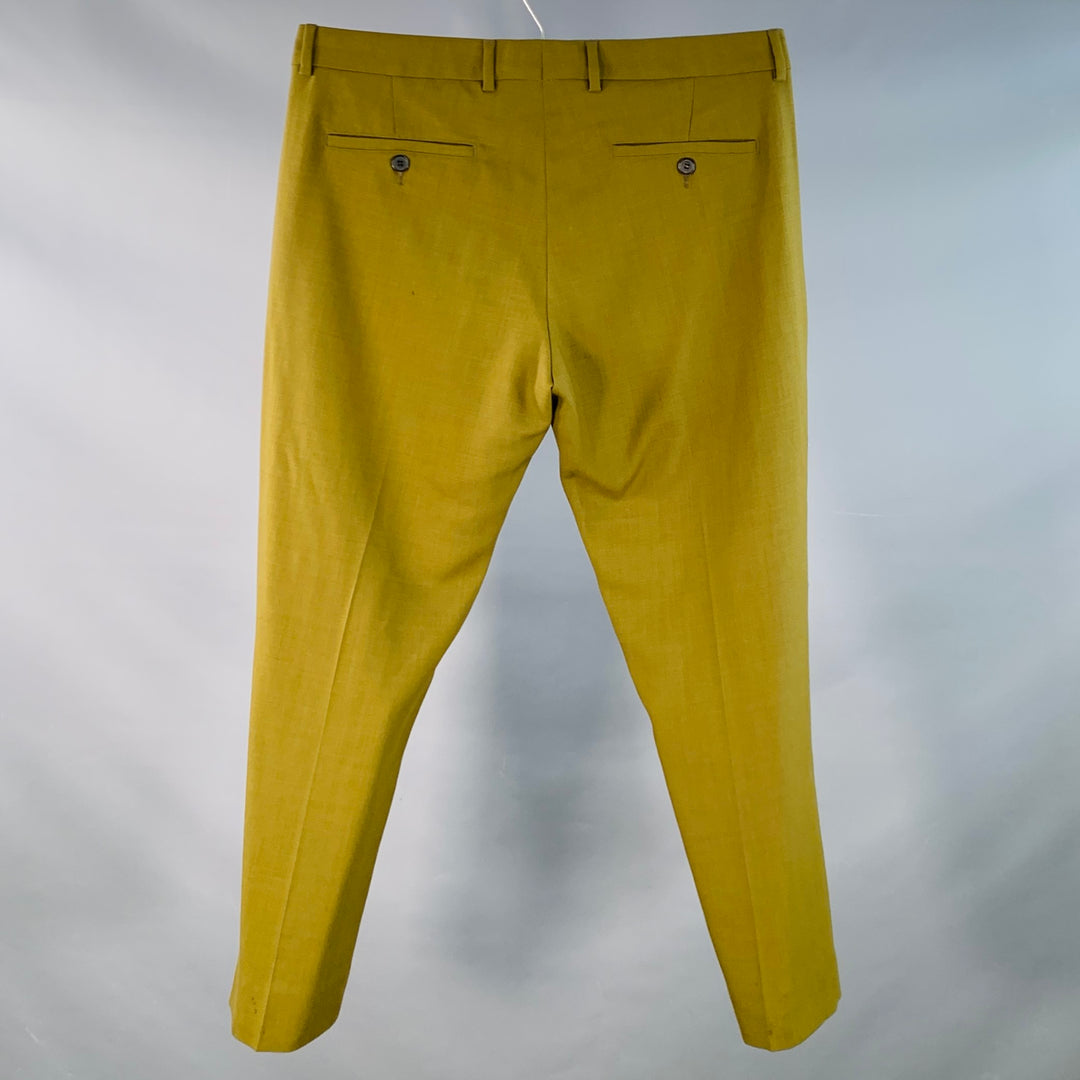 AMI by ALEXANDRE MATTIUSSI Size M Green Olive Virgin Wool Tapered Dress Pants